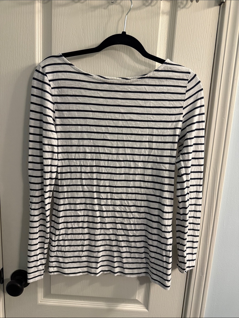J. Crew White Long-Sleeve Tee with Black Stripes